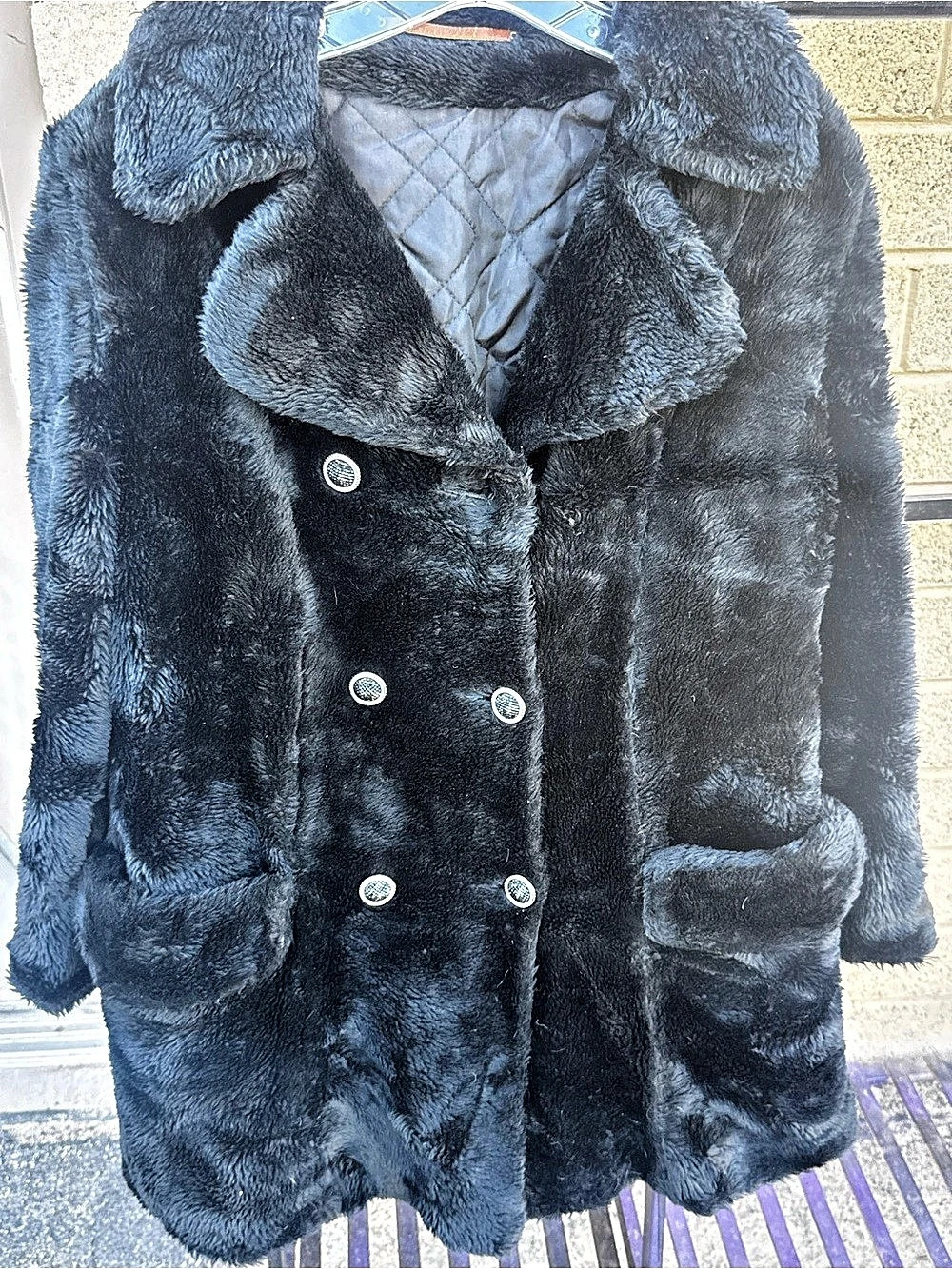Vintage Faux Fur Teddy Coat in Black